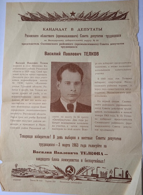 Телков Василий Павлович, председатель горсовета Скопина и депутат Рязанского областного совета.